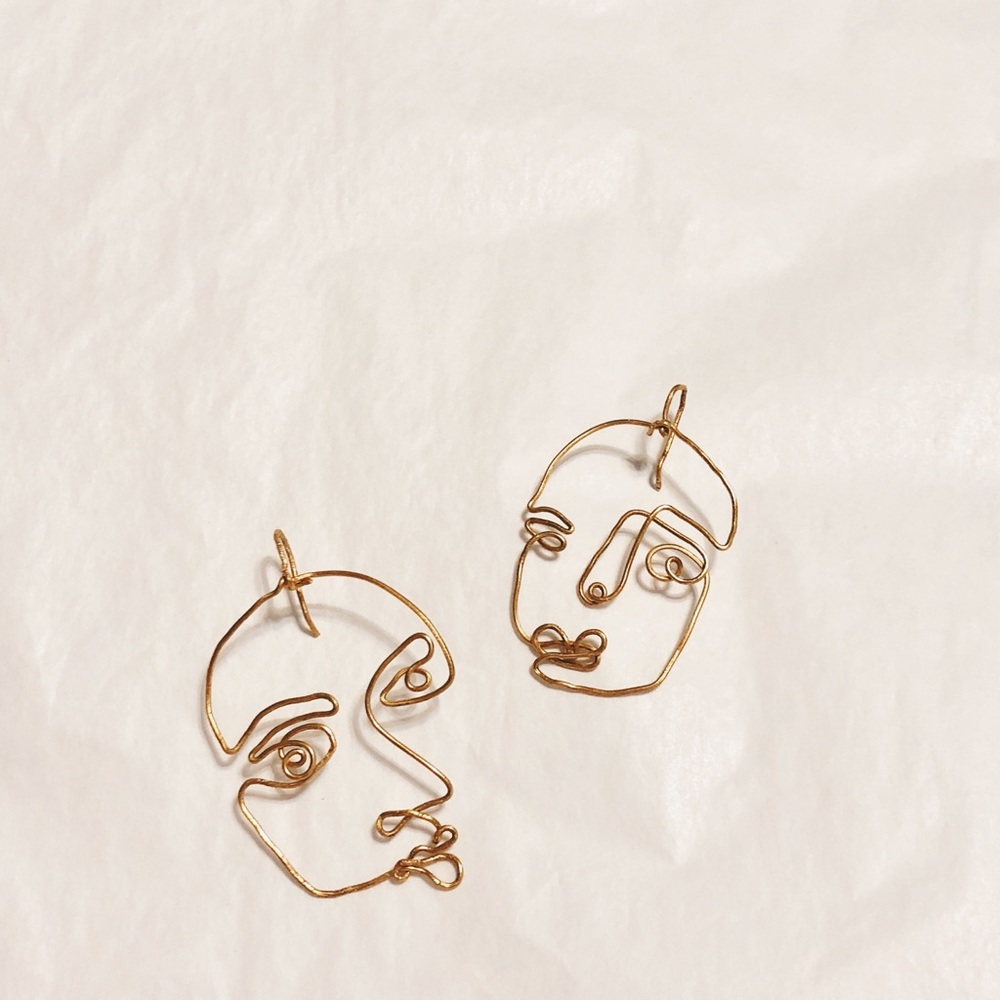 Abstract Face Earrings, Handmade